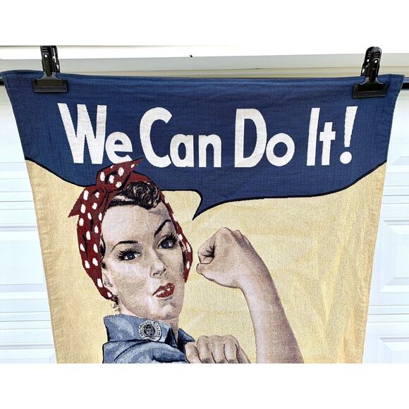 Rosie The Riveter We Can Do It Thick Cloth Banner W/ Bottom Rod 35" X 51" - Picture 2 of 7